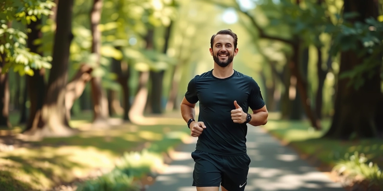 Dynamic image of a healthy man in a natural environment