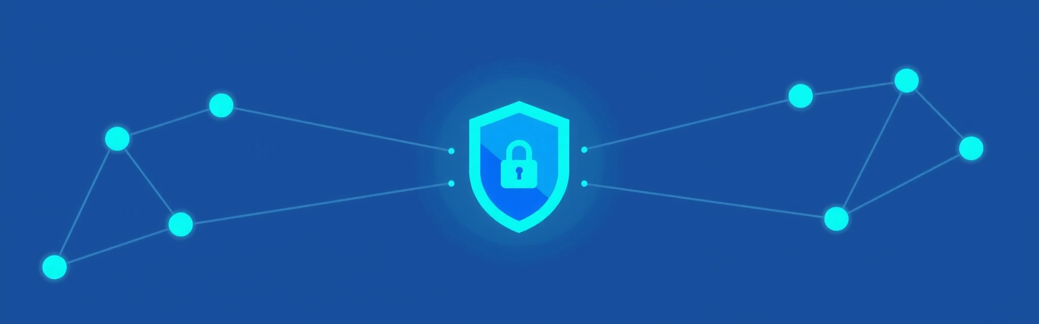 Abstract representation of data security and privacy with a digital shield and network lines