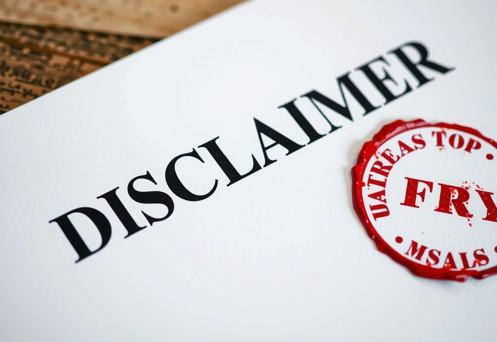 Legal disclaimer document with a red stamp
