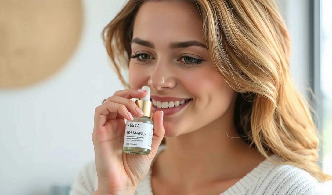 A serene image of a person relaxing with beauty products, symbolizing peace and satisfaction after a successful interaction.